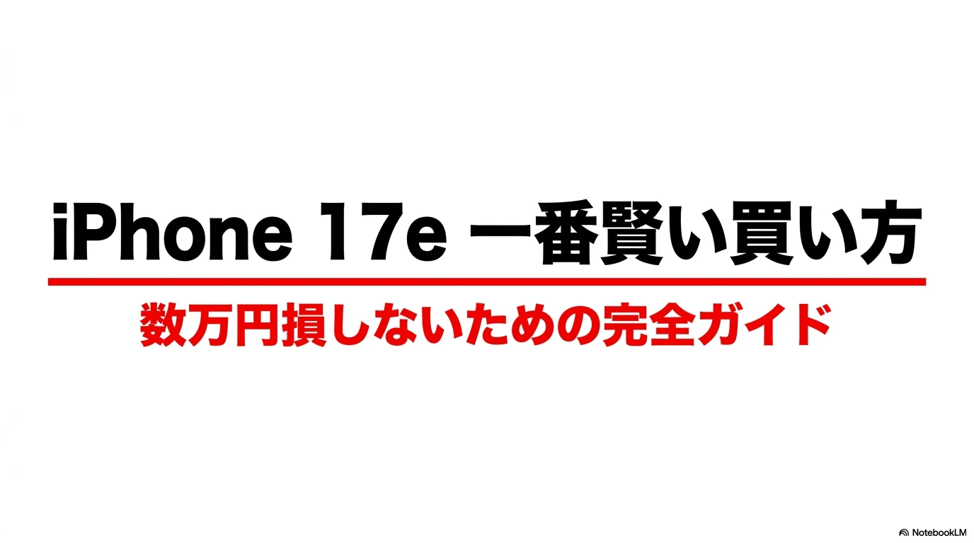 iPhone 17eを数万円損せずに一番賢く買うための完全ガイドを紹介するタイトルスライド画像
