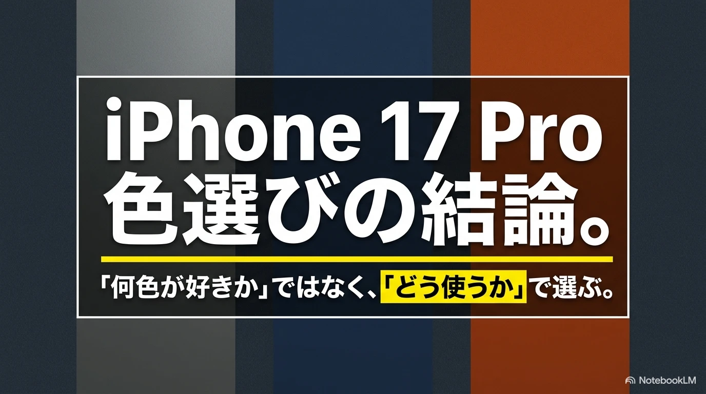 iPhone 17 Proの色選びの結論。「何色が好きか」ではなく「どう使うか」で選ぶポイントを解説した図解