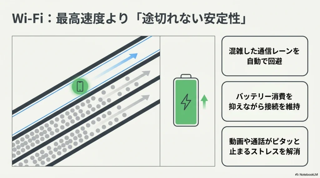 混雑した通信レーンを自動で回避し、バッテリー消費を抑えながら接続を維持するiPhone 17のWi-Fi 7の仕組み